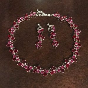 Silver Choker Style Necklace & Earrings Set